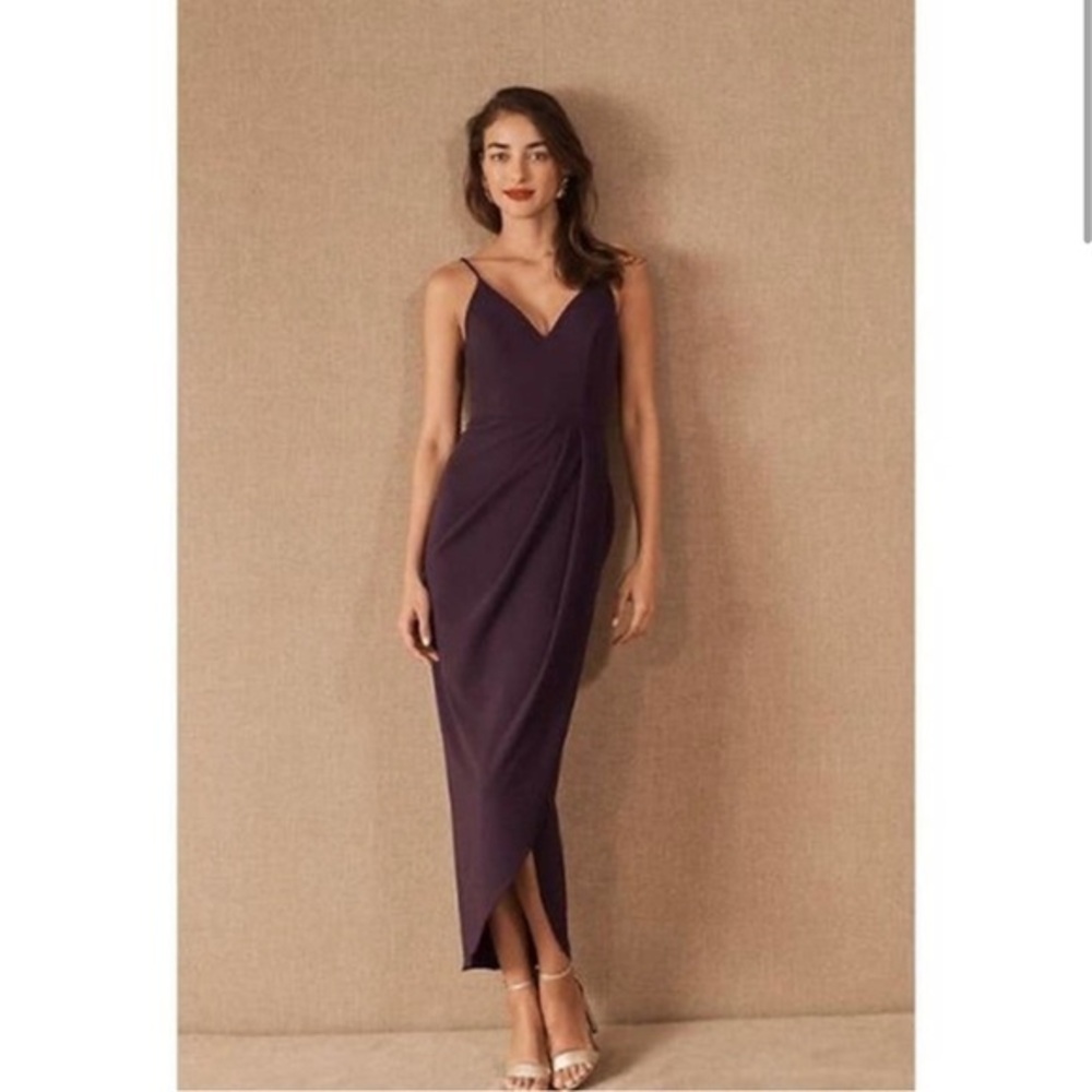BHLDN Purple Slip Midi Dress with Slit
